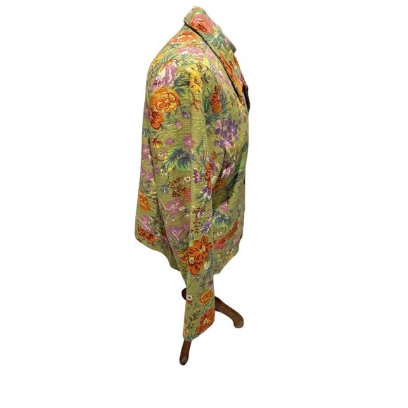 Coldwater Creek Floral Blazer Jacket XL Multicolor Cotton Lined Retro - Picture 5 of 5